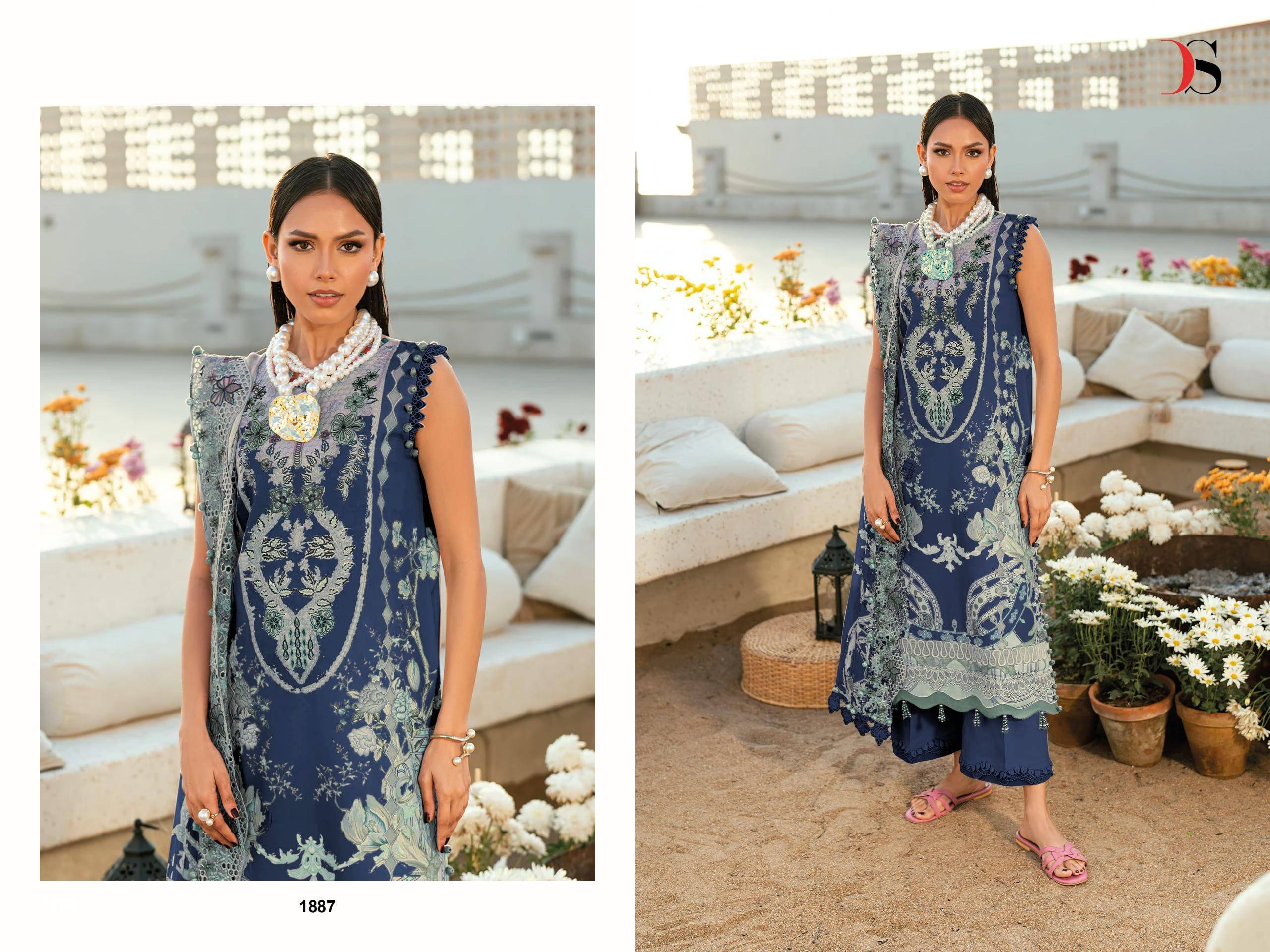 Jade Needle wonder -6 By Deepsy 1881 to 1888 Pakistani Stylish Beautiful Colourful Printed & Embroidered Party Wear & Occasional Wear Pure Viscose Rayon Dresses At Wholesale Price